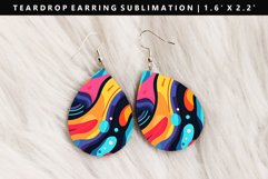 Retro Pop Art Teardrop Earring Sublimation PNG Design Product Image 1
