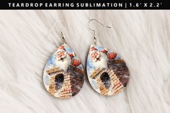 Funny Santa Teardrop Earring Sublimation PNG Design Product Image 1