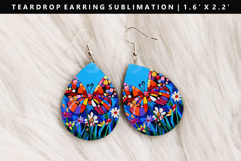 Butterfly Teardrop Earring Sublimation PNG Design Product Image 1