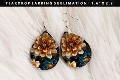 Flower Teardrop Earring Sublimation PNG Design Product Image 1