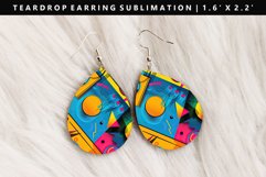 Retro Pop Art Teardrop Earring Sublimation PNG Design Product Image 1