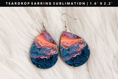 Abstract Teardrop Earring Sublimation PNG Design Product Image 1