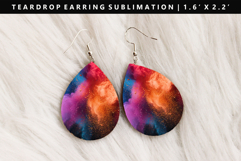 Rainbow Teardrop Earring Sublimation PNG Design Product Image 1