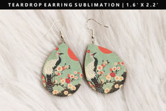 Hanafuda Teardrop Earring Sublimation PNG Design Product Image 1