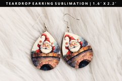 Funny Santa Teardrop Earring Sublimation PNG Design Product Image 1