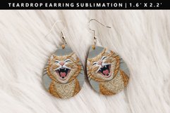 Funny Cat Teardrop Earring Sublimation PNG Design Product Image 1