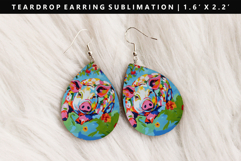 Pig Teardrop Earring Sublimation PNG Design Product Image 1