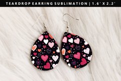 Heart Teardrop Earring Sublimation PNG Design Product Image 1