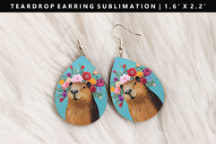 Capybara Teardrop Earring Sublimation PNG Design Product Image 1