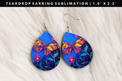 Butterfly Teardrop Earring Sublimation PNG Design Product Image 1