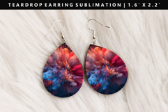 Rainbow Teardrop Earring Sublimation PNG Design Product Image 1