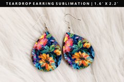 Flower Teardrop Earring Sublimation PNG Design Product Image 1