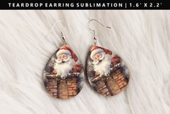 Funny Santa Teardrop Earring Sublimation PNG Design Product Image 1