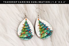 Watercolor Teardrop Earring Sublimation PNG Design Product Image 1