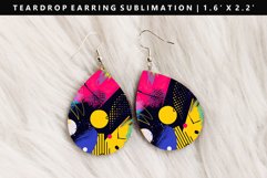 Retro Pop Art Teardrop Earring Sublimation PNG Design Product Image 1