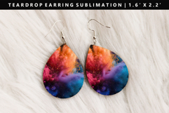 Rainbow Teardrop Earring Sublimation PNG Design Product Image 1