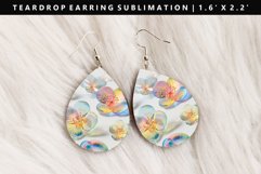 Flower Teardrop Earring Sublimation PNG Design Product Image 1