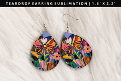 Butterfly Teardrop Earring Sublimation PNG Design Product Image 1
