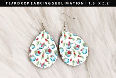 Christmas Teardrop Earring Sublimation PNG Design Product Image 1