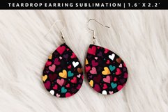 Heart Teardrop Earring Sublimation PNG Design Product Image 1
