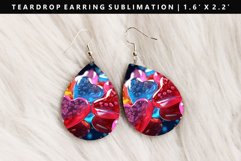 Puff Heart Teardrop Earring Sublimation PNG Design Product Image 1