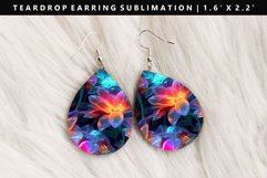 Flower Teardrop Earring Sublimation PNG Design Product Image 1