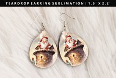 Funny Santa Teardrop Earring Sublimation PNG Design Product Image 1