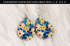 Flower Teardrop Earring Sublimation PNG Design Product Image 1