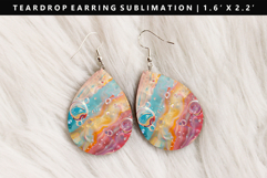 Rainbow Teardrop Earring Sublimation PNG Design Product Image 1