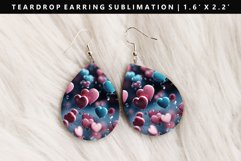 Heart Teardrop Earring Sublimation PNG Design Product Image 1