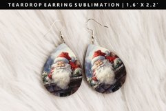 Funny Santa Teardrop Earring Sublimation PNG Design Product Image 1
