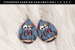 Skull Teardrop Earring Sublimation PNG Design Product Image 1