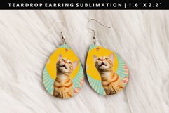 Funny Cat Teardrop Earring Sublimation PNG Design Product Image 1