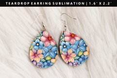 Flower Teardrop Earring Sublimation PNG Design Product Image 1