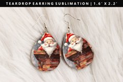 Funny Santa Teardrop Earring Sublimation PNG Design Product Image 1
