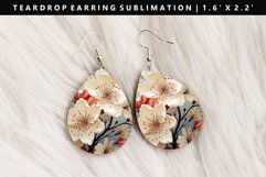Flower Teardrop Earring Sublimation PNG Design Product Image 1