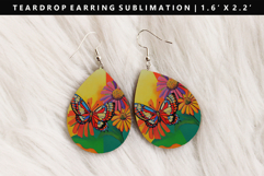 Butterfly Teardrop Earring Sublimation PNG Design Product Image 1