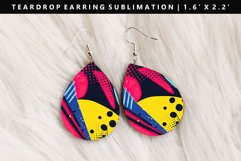 Retro Pop Art Teardrop Earring Sublimation PNG Design Product Image 1