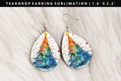 Watercolor Teardrop Earring Sublimation PNG Design Product Image 1