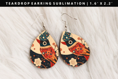 Hanafuda Teardrop Earring Sublimation PNG Design Product Image 1