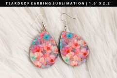 Flower Teardrop Earring Sublimation PNG Design Product Image 1