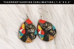 Funny Cat Teardrop Earring Sublimation PNG Design Product Image 1