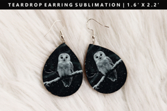 Owl Teardrop Earring Sublimation PNG Design Product Image 1