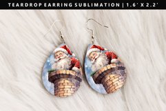 Funny Santa Teardrop Earring Sublimation PNG Design Product Image 1