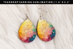 Rainbow Teardrop Earring Sublimation PNG Design Product Image 1