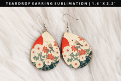Hanafuda Teardrop Earring Sublimation PNG Design Product Image 1