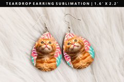 Funny Cat Teardrop Earring Sublimation PNG Design Product Image 1