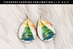 Watercolor Teardrop Earring Sublimation PNG Design Product Image 1