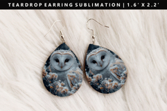 Owl Teardrop Earring Sublimation PNG Design Product Image 1