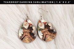 Funny Santa Teardrop Earring Sublimation PNG Design Product Image 1